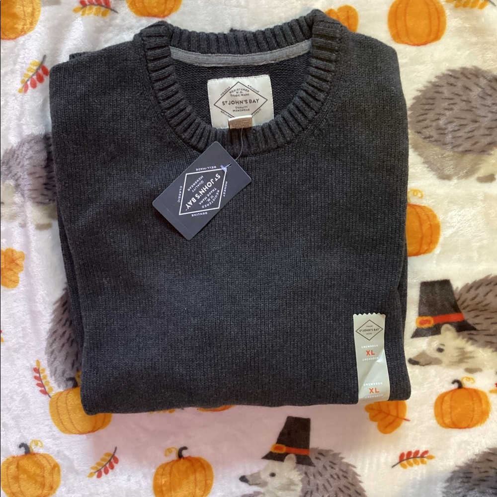 XL St. John's Bay  Men Crewneck Long Sleeve Sweater Charcoal Htr NEW!! - Picture 7 of 7